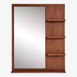 Scandinavian wooden mirror with integrated shelves