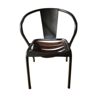 Industrial chair made of metal and leather