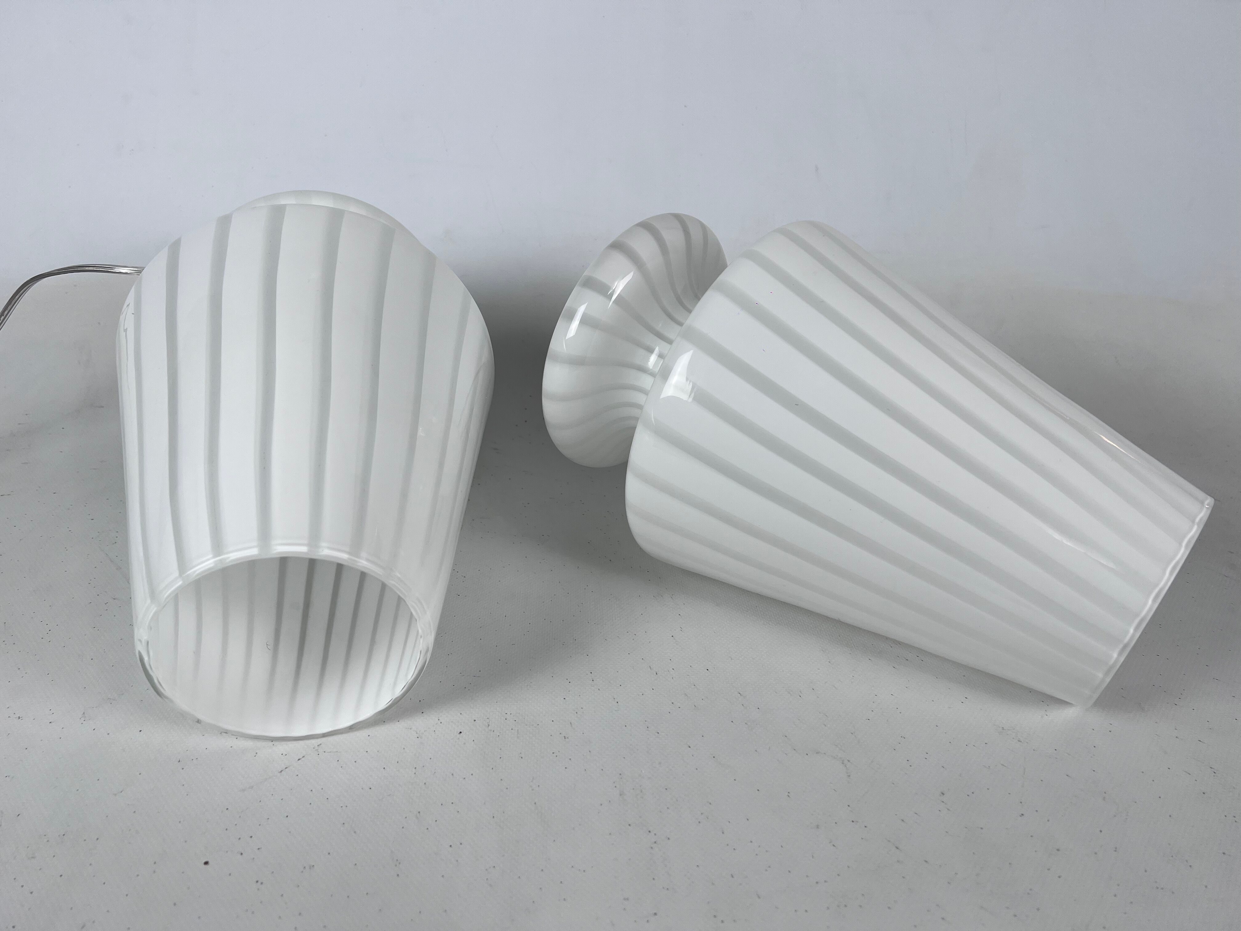 Vintage set of two postmodern Murano glass table lamps from 70s