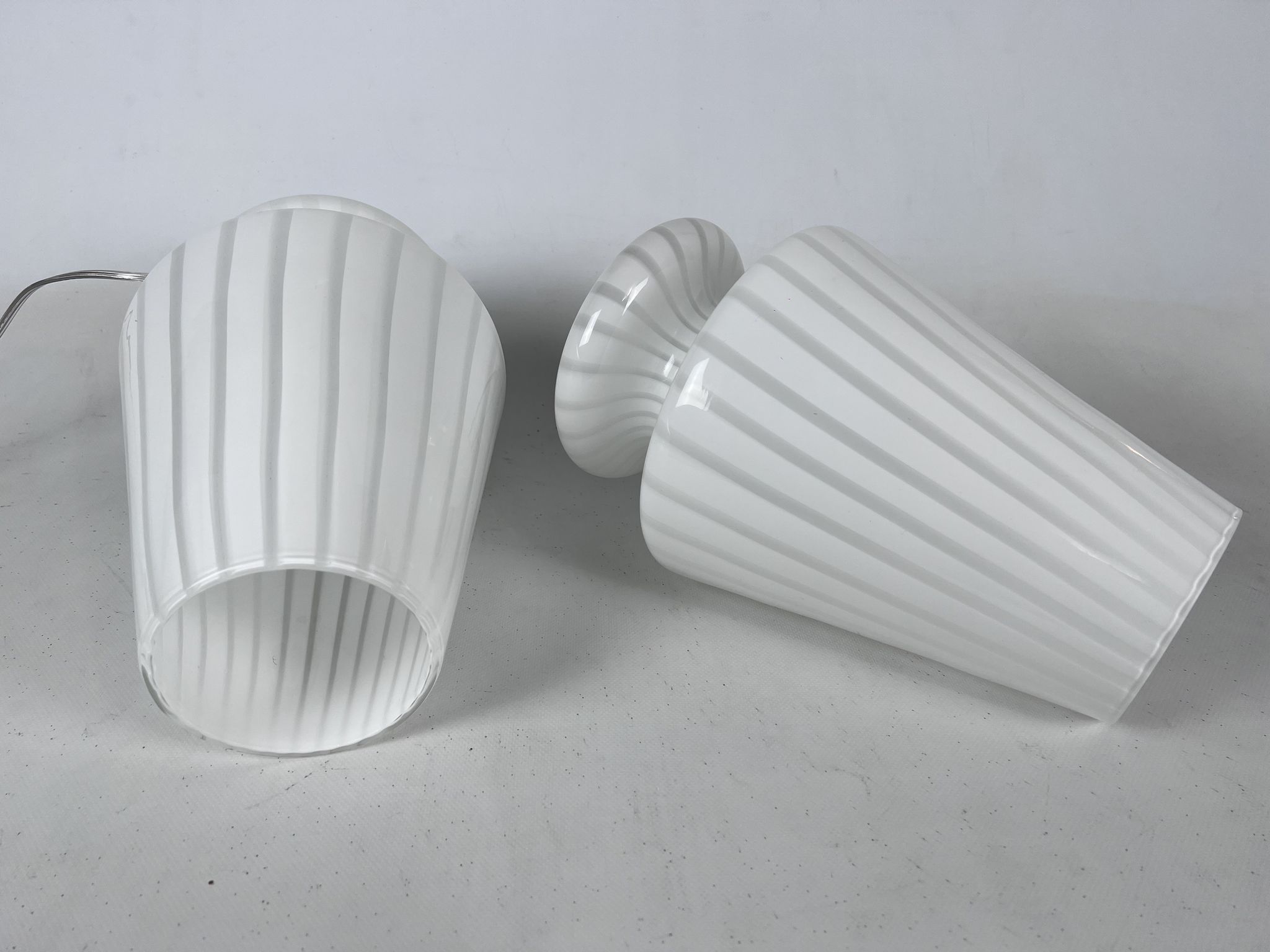 Vintage set of two postmodern Murano glass table lamps from 70s