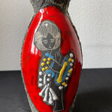 Fat lava vase San Marino Italy woman and floral pattern