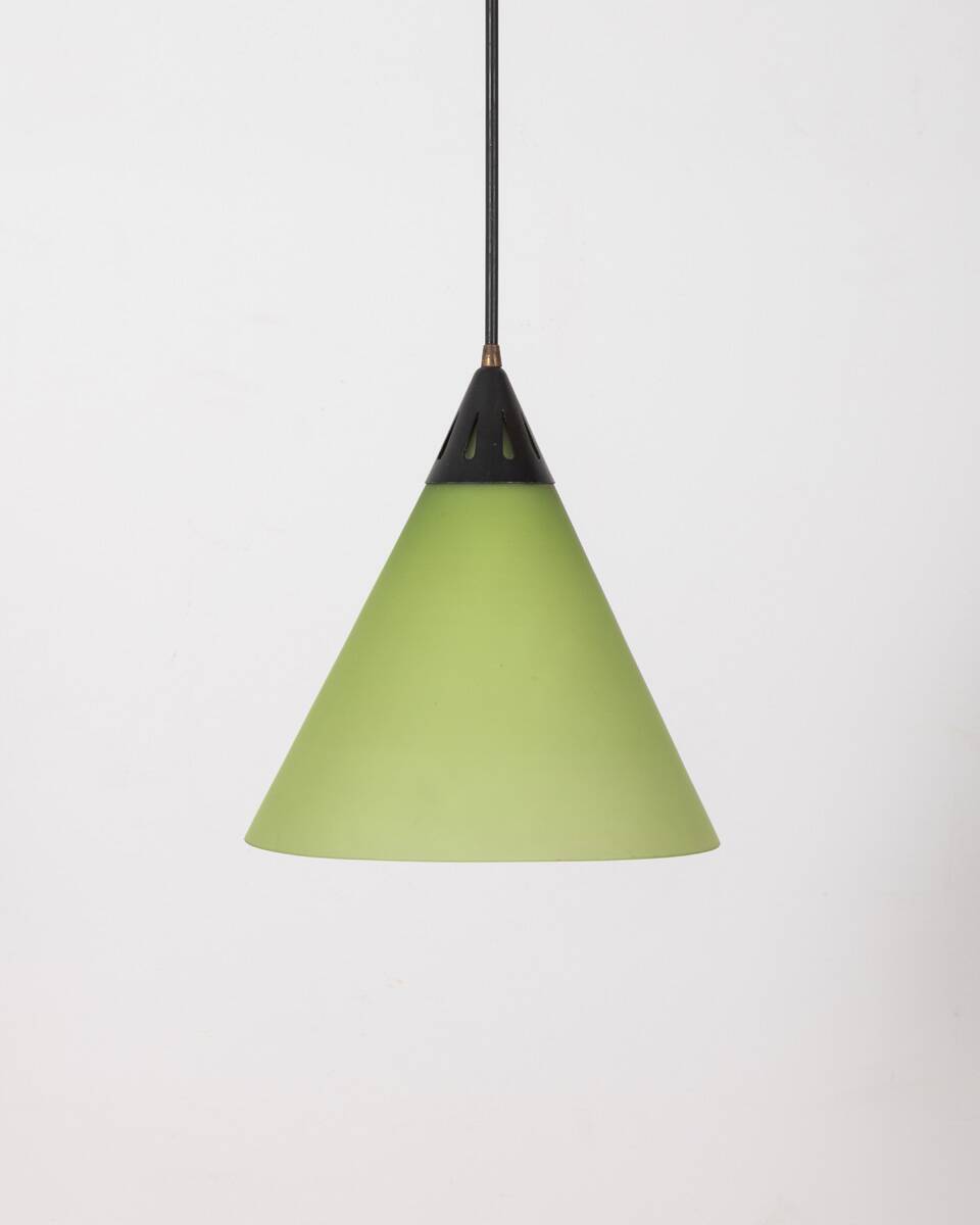 Vintage 60's chandelier in green glass, italian design