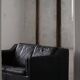 Mogens Hansen, mid-century 2-seater sofa, patinated black leather, 1970s.