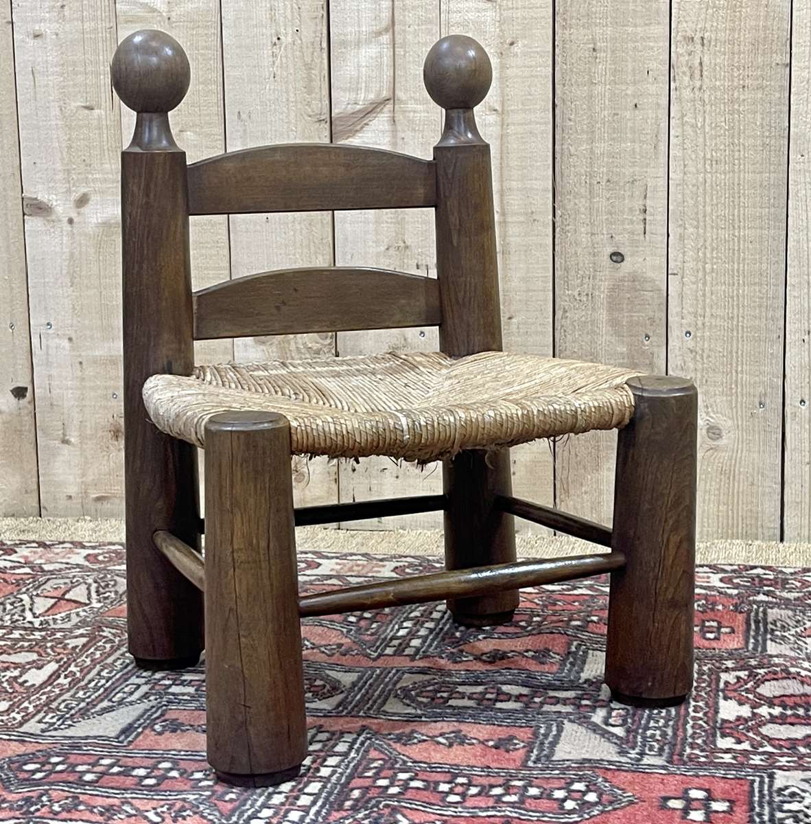 Low chair in elm and beech