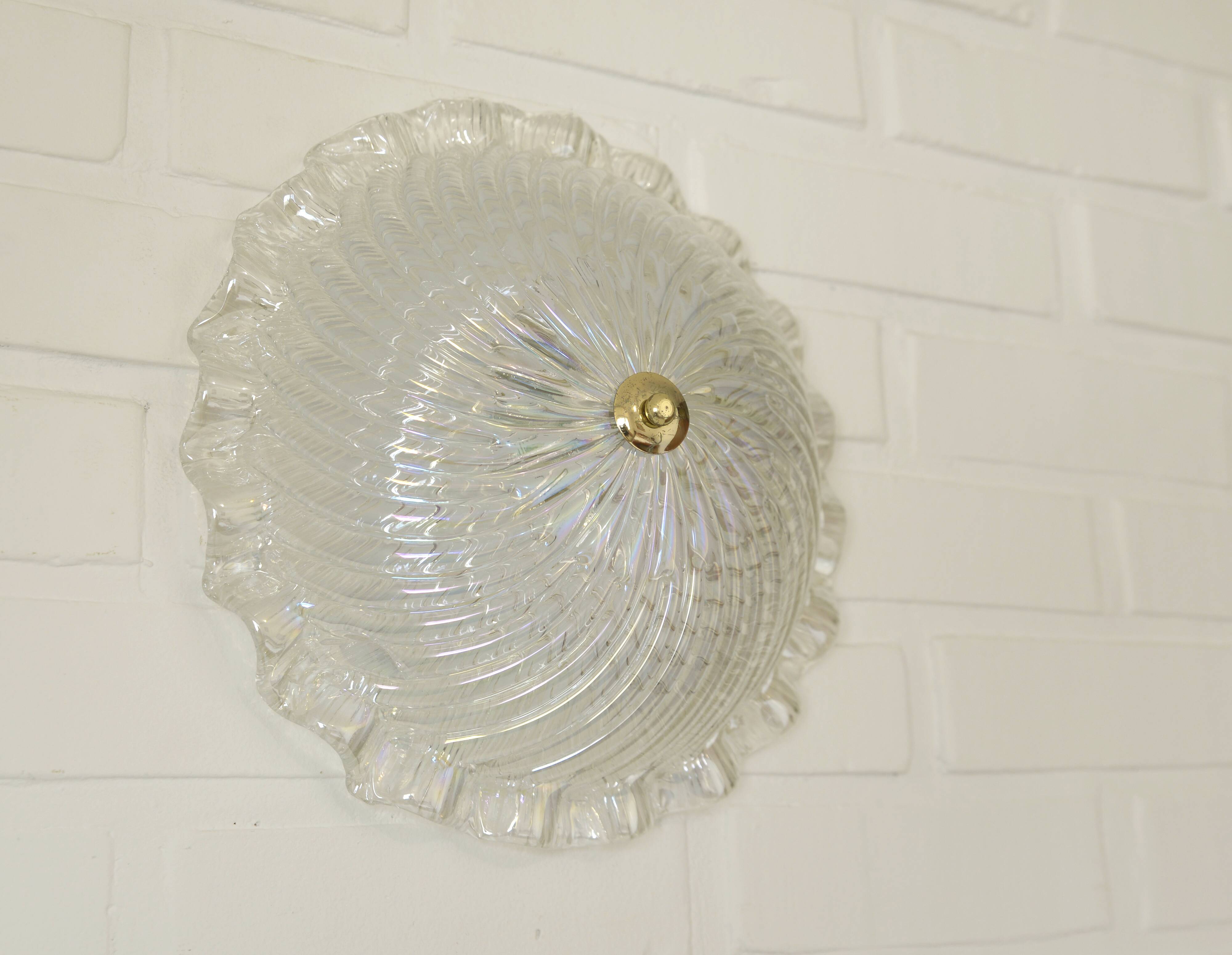 Vintage Murano Glass Sconce: Pearl Glass Wall Lamp / Handmade Flush Mount