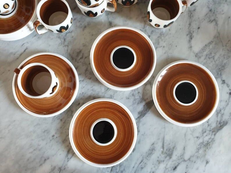 Full-scale coffee service model "Kimono" manufacture Boch Louvière 1968