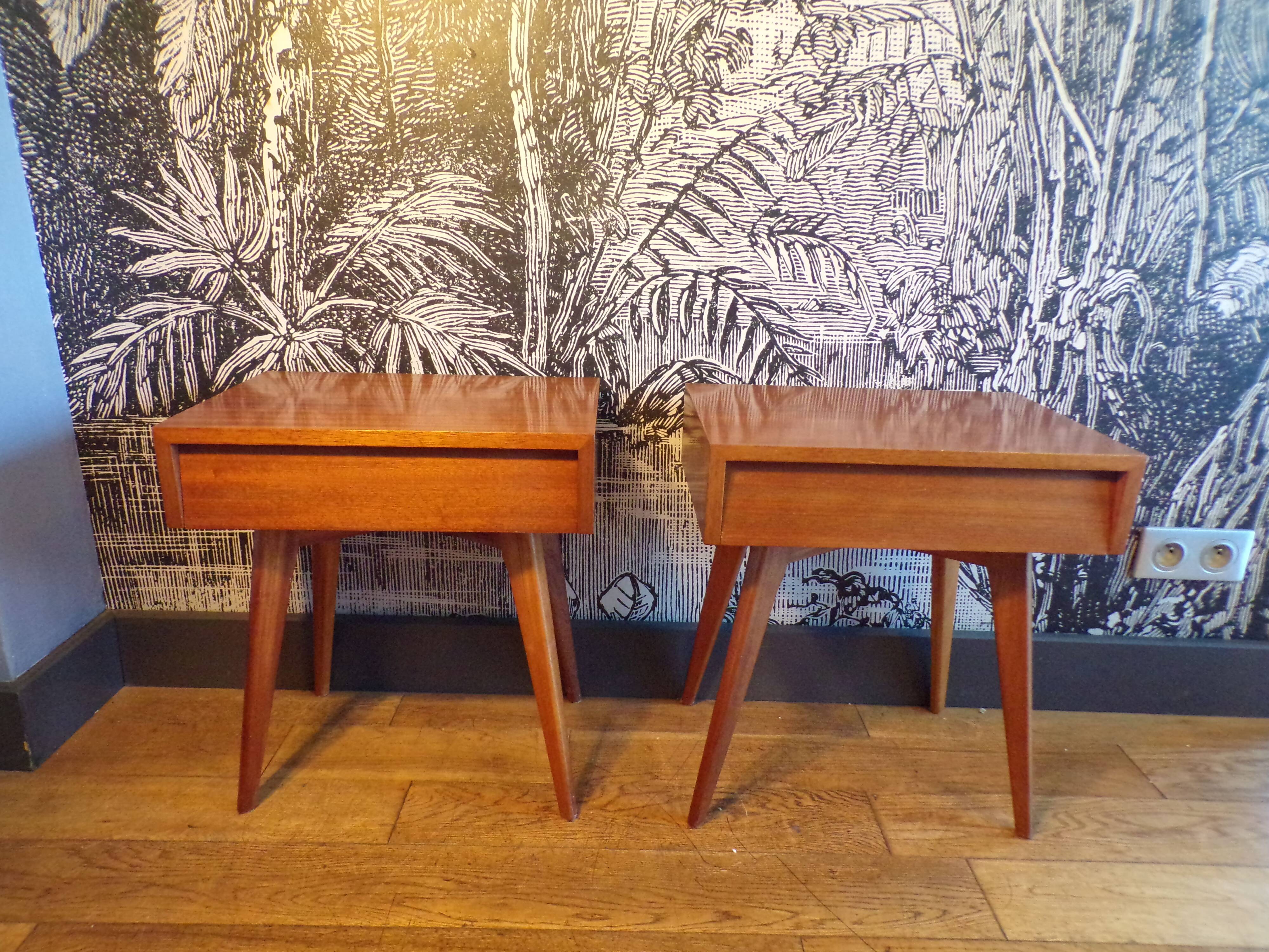 Pair of Scandinavian teak bedside tables