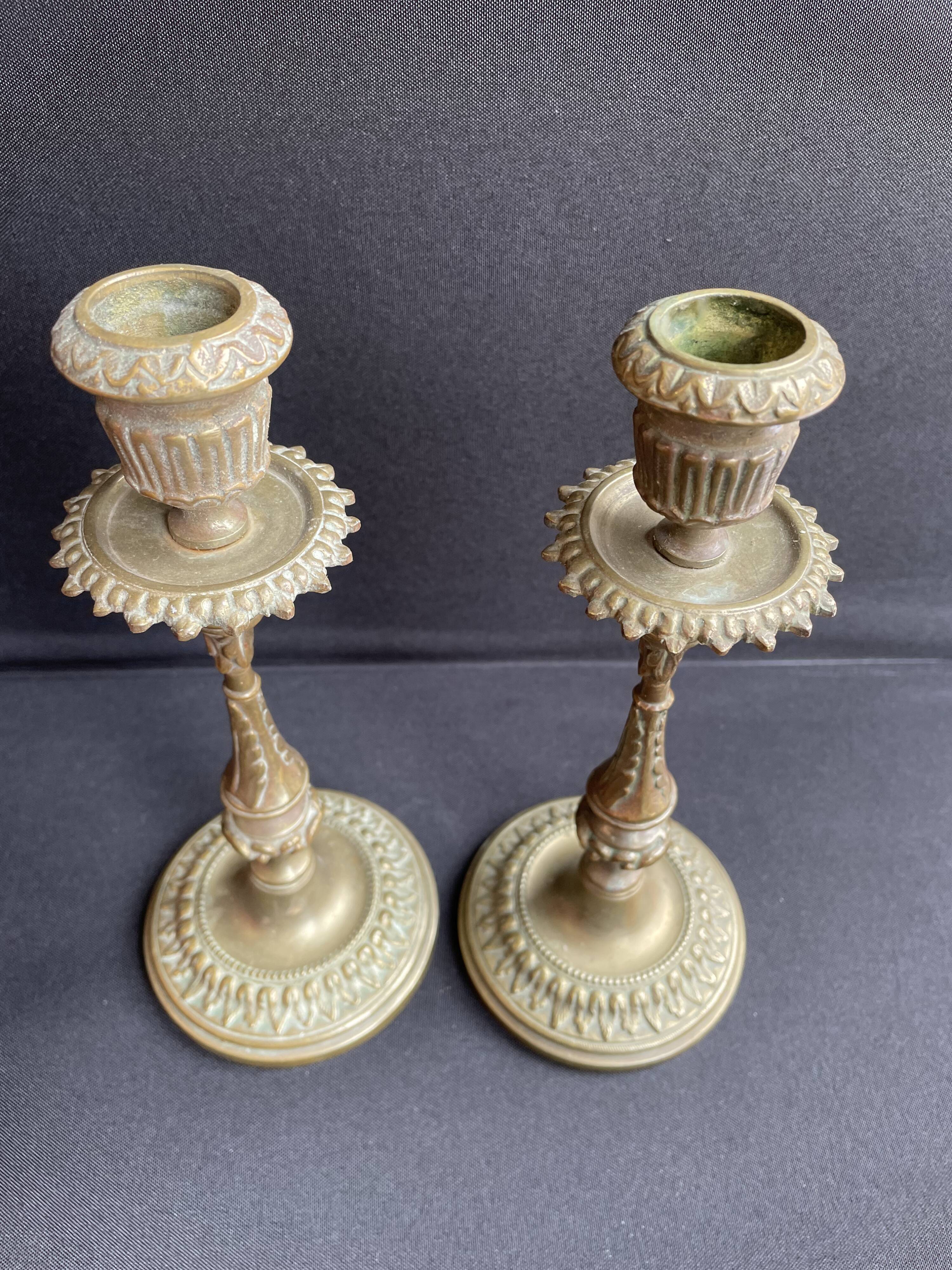 Candlesticks (2) - Louis XVI style - Gilded bronze