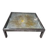 Rare Jenkell, also known as "Jenk" - Unique signed coffee table in metal, glass and inset canvas