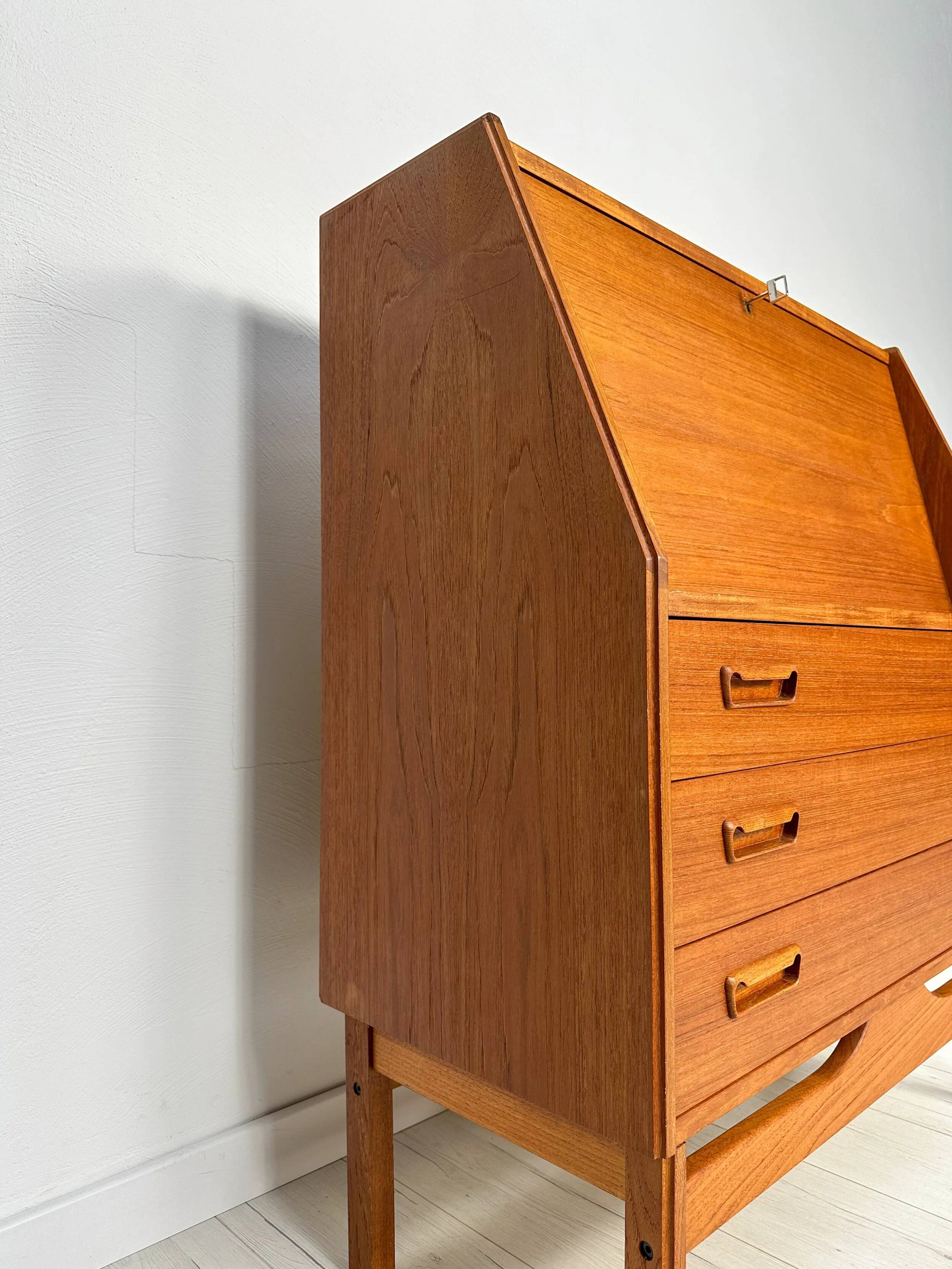 1960s Vintage Danish Teak Secretary by Dyrlund