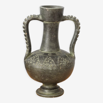 Vase noir d'inspiration antique en forme d'amphore, années 50 ou 60, vintage