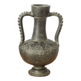 Black vase of antique inspiration in the shape of an amphora, 50s or 60s, vintage