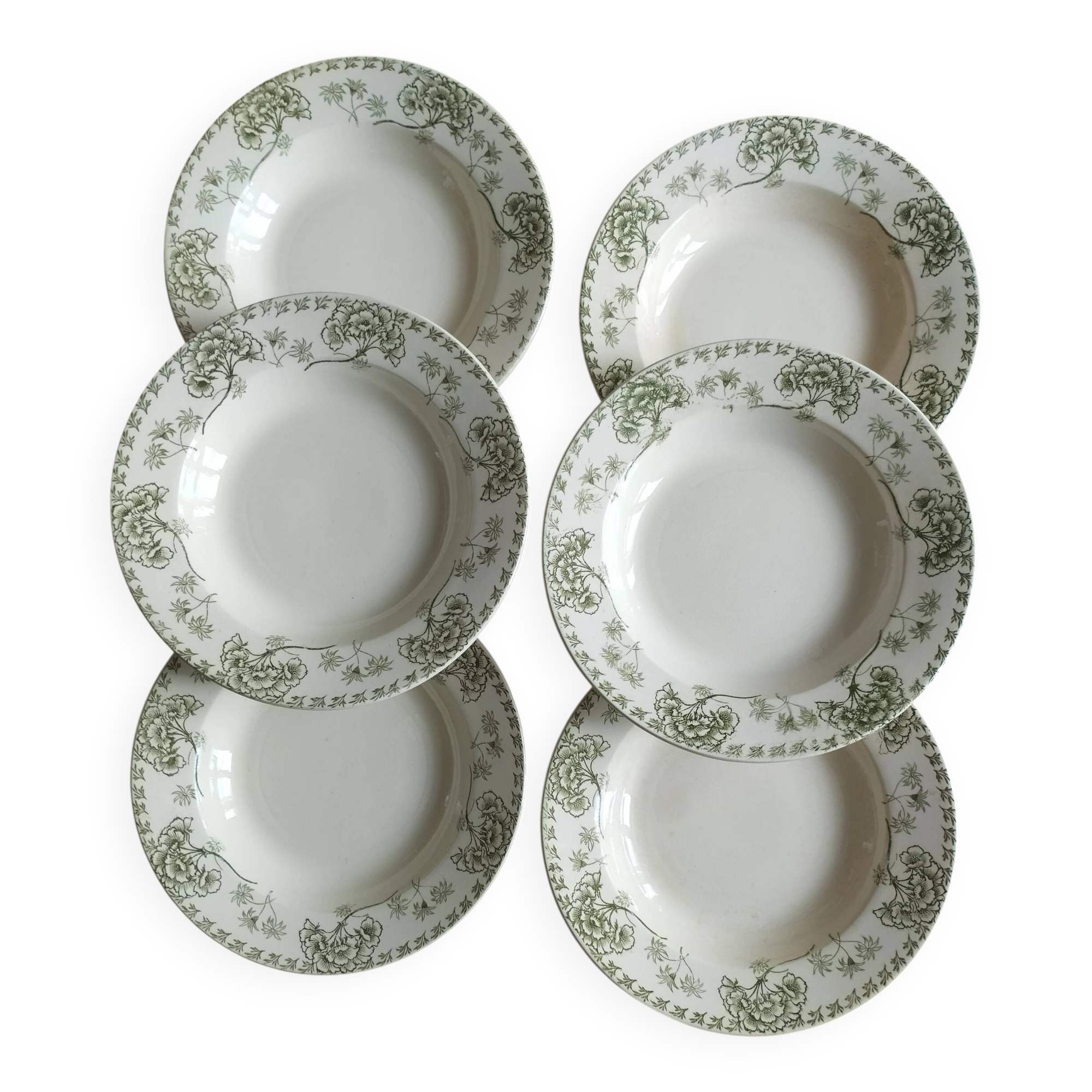 "Palmyra" - 6 deep plates, ironstone Sarreguemines