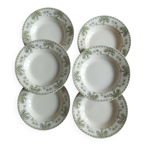 « Palmyre » - 6 assiettes creuses terre de fer Sarreguemines