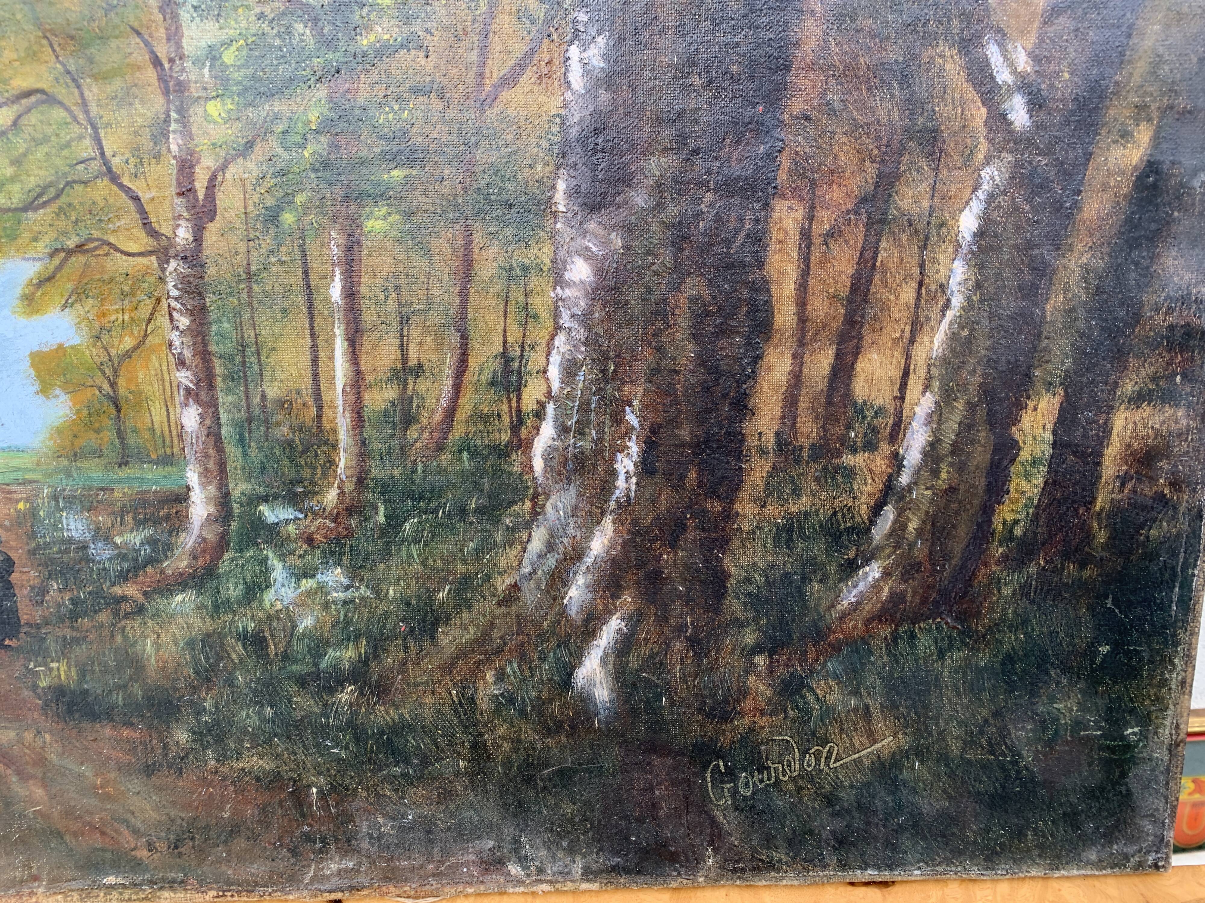 Oil painting on canvas Forest landscape 61 x 47