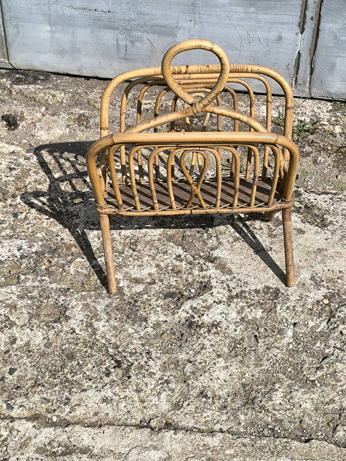 Vintage wicker and rattan magazine rack