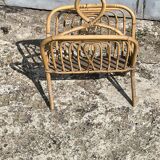 Vintage wicker and rattan magazine rack