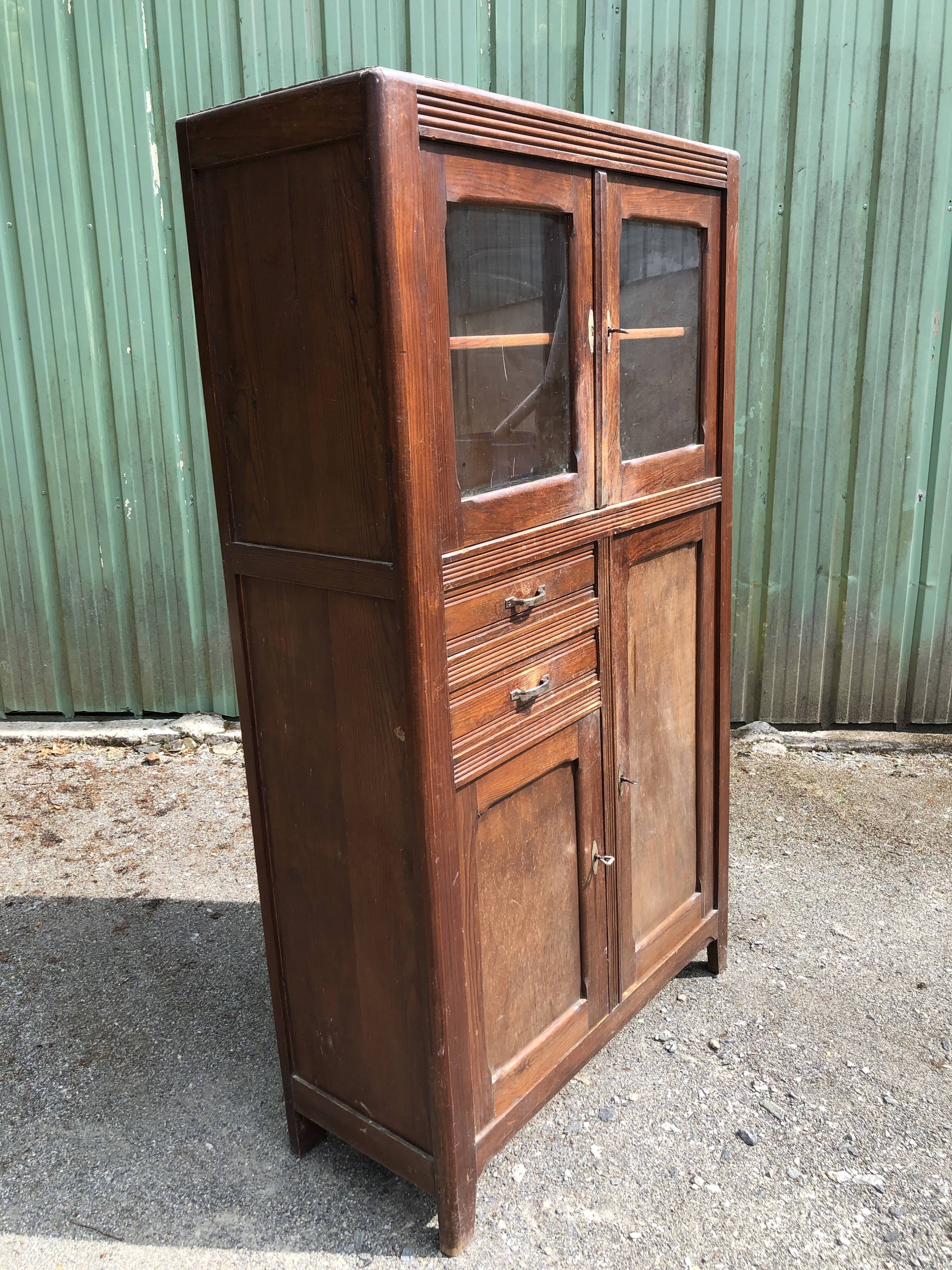 Vintage Parisian pine cabinet.