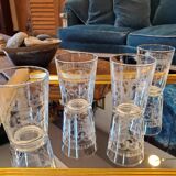 4 chiseled water glasses decoration arabesques and scrolls