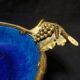 Cobalt blue fruit cup in Sèvres Porcelain and Bronze signed Paul Milet