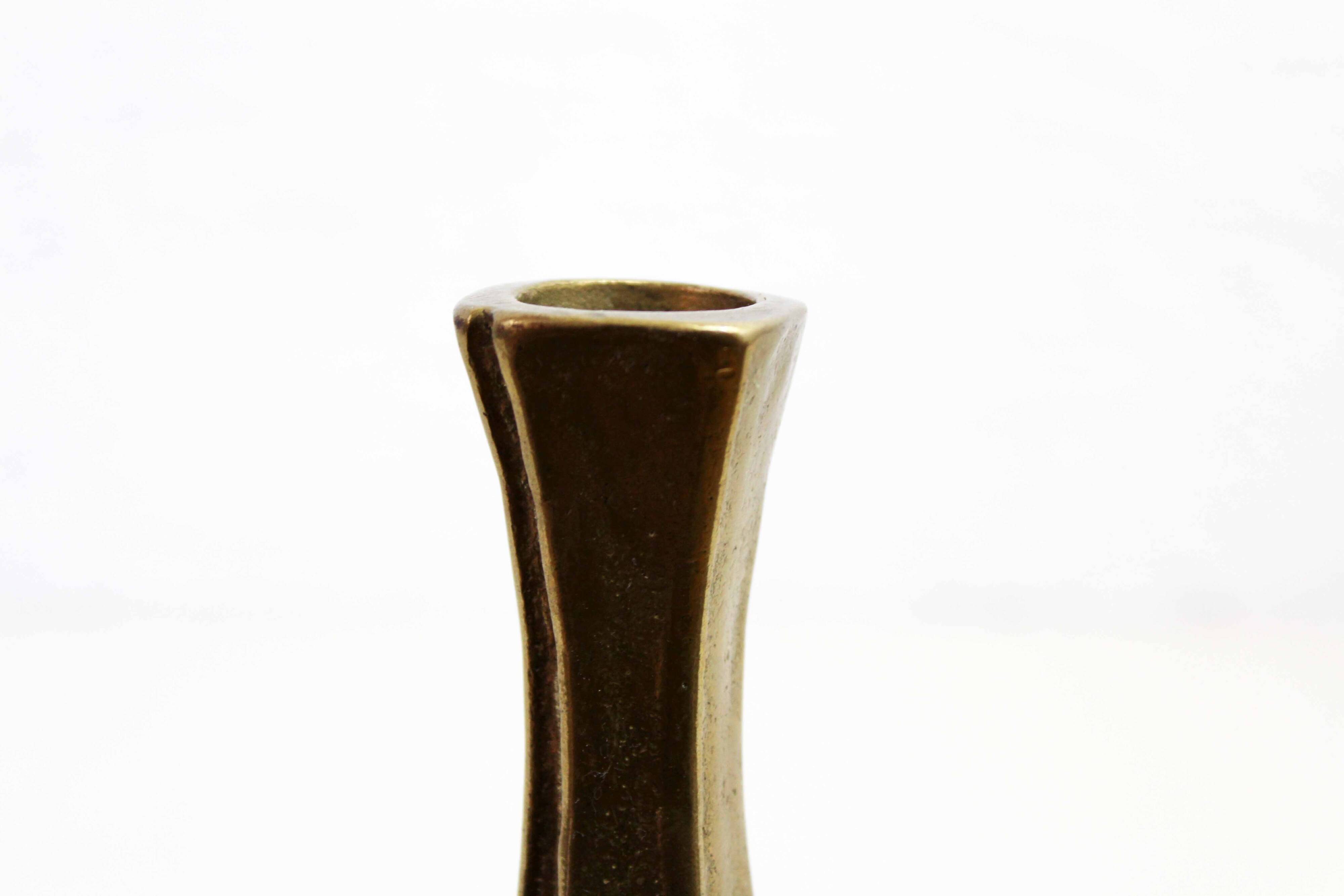 Brutalist bronze candle holder