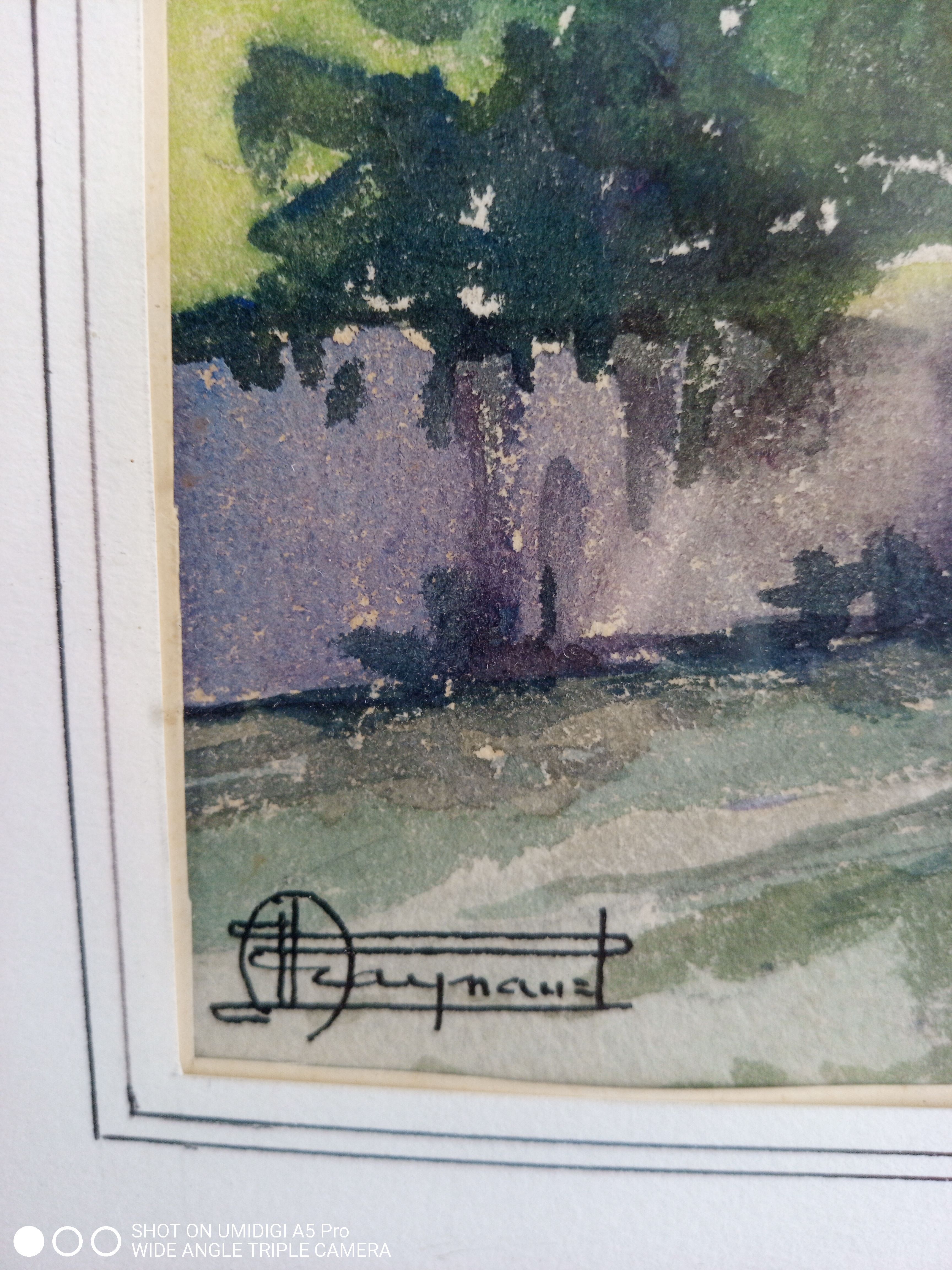 Watercolor signed, artist label on the back Valence, André Raynaud