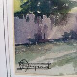 Watercolor signed, artist label on the back Valence, André Raynaud