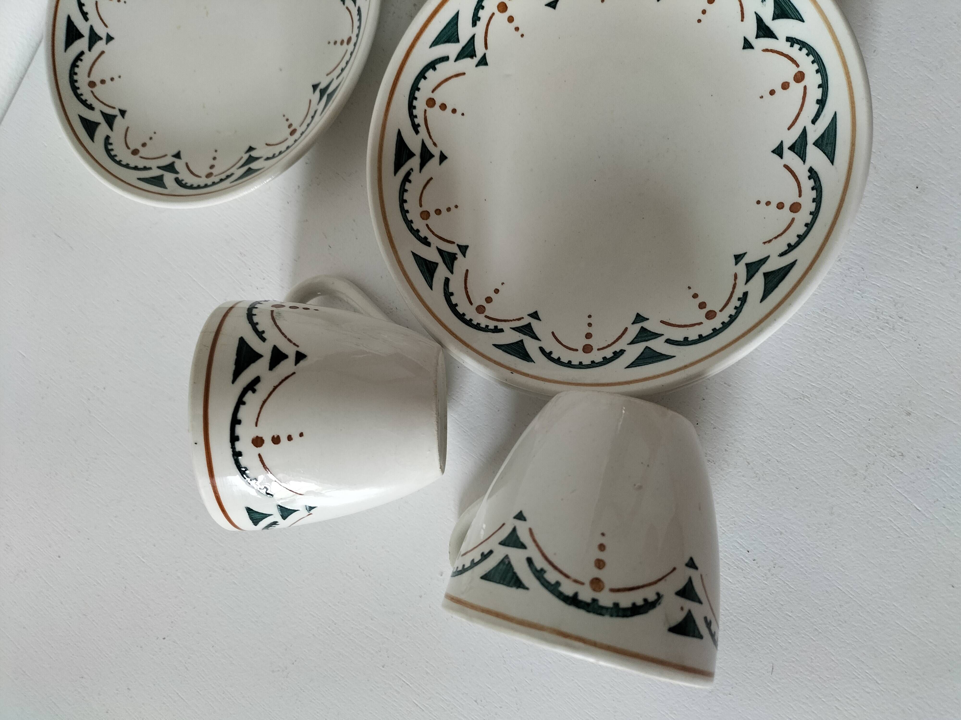 Set of 3 K&G Lunéville cups and saucers – Succao model, 1920s