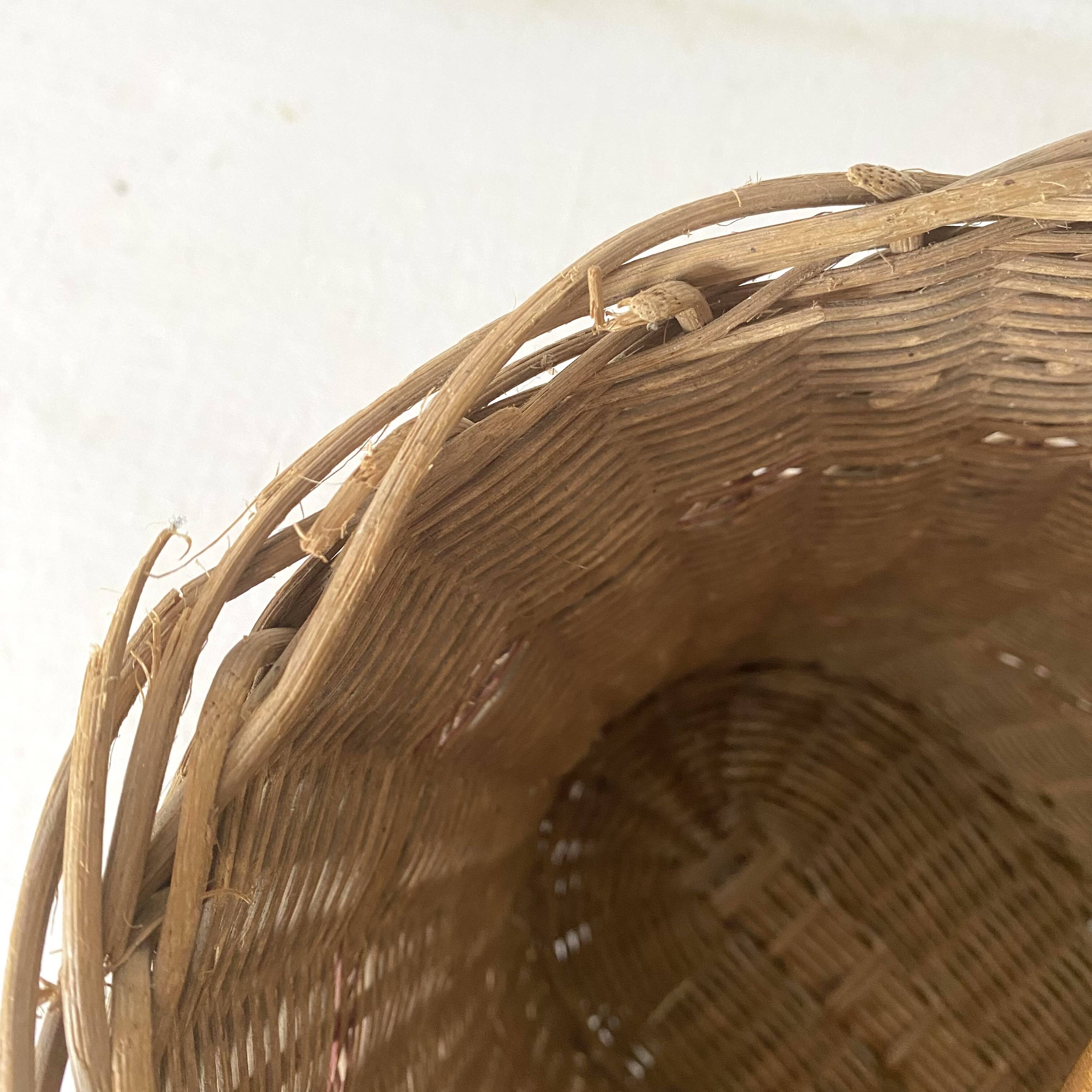 Vintage woven rattan basket from the 50s-60s