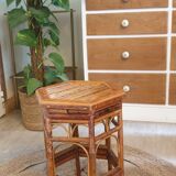 Bamboo and rattan pedestal table