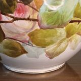 Large Verbanum Stone Laveno cache-pot, floral decoration "Roses" in earthenware ceramic, ca 1900