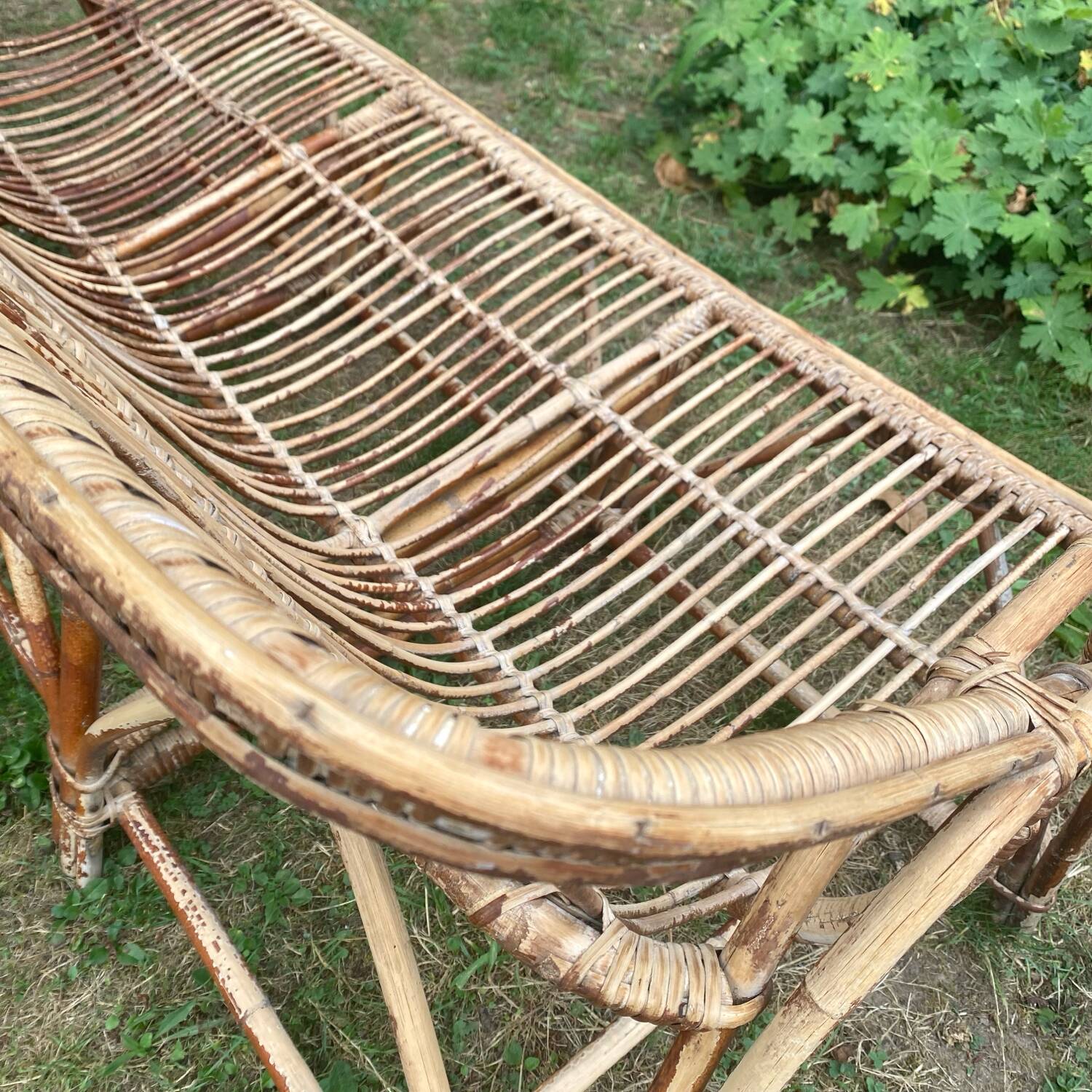 3-seater rattan bench from the 70s