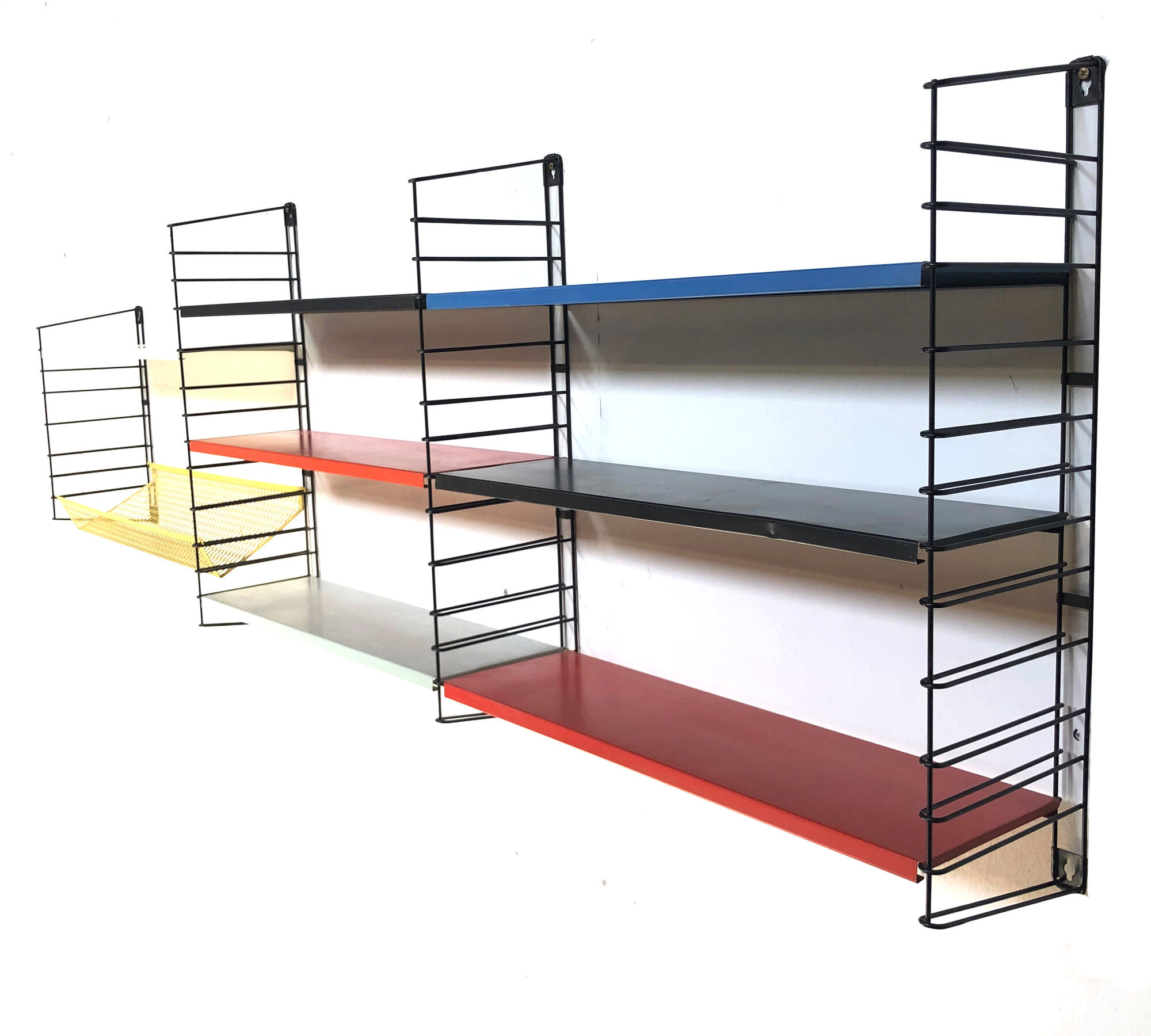 Vintage D. Dekker for Tomado Holland - Wall shelf with metal shelves