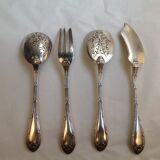 4 Serving cutlery in silver metal, model with crossed ribbons, Louis XVI style