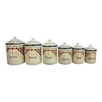 Enameled sheet metal spice pots