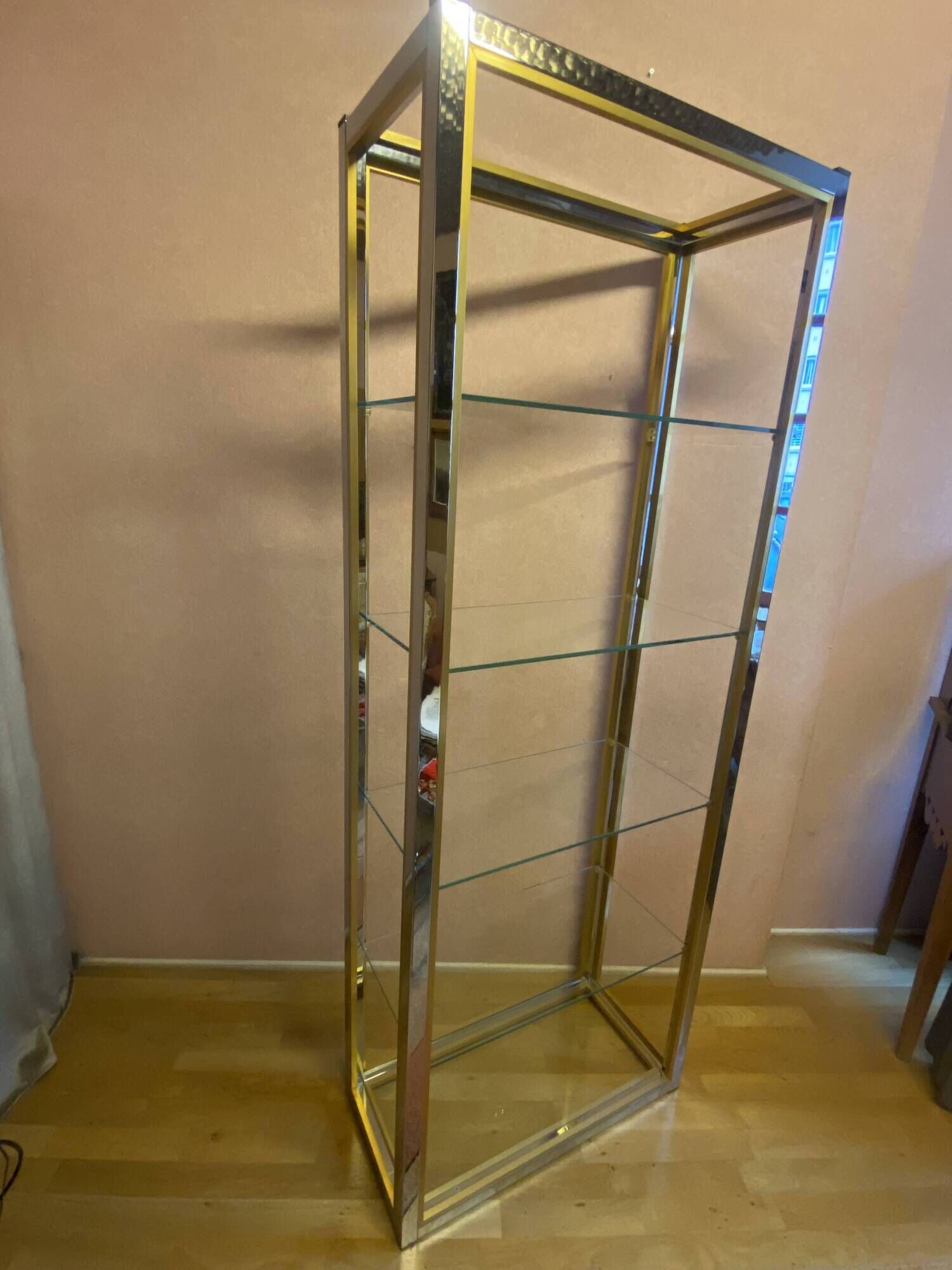 Silver and gold metal shelf, from the 80s.