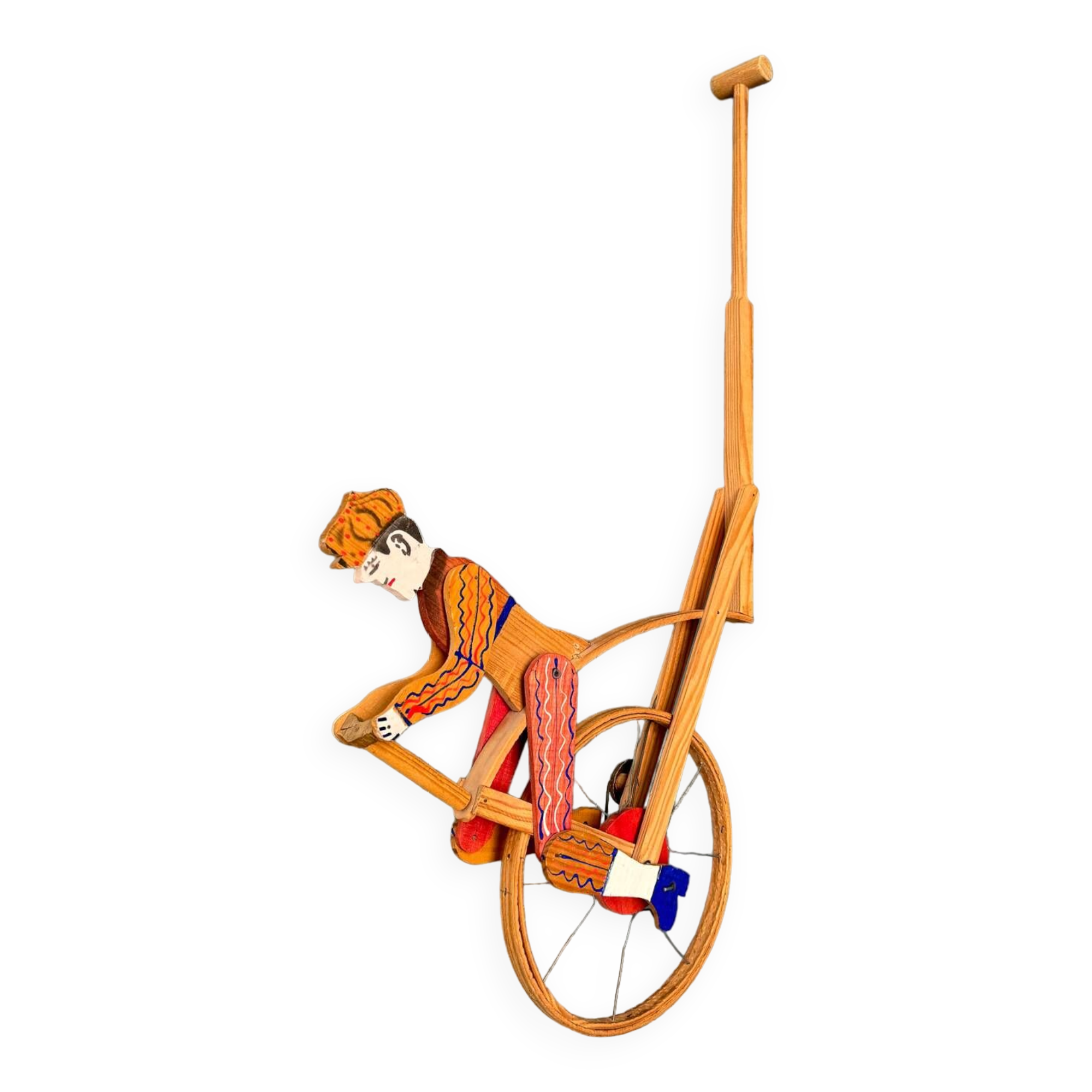 Old painted wooden push toy, circa 1930