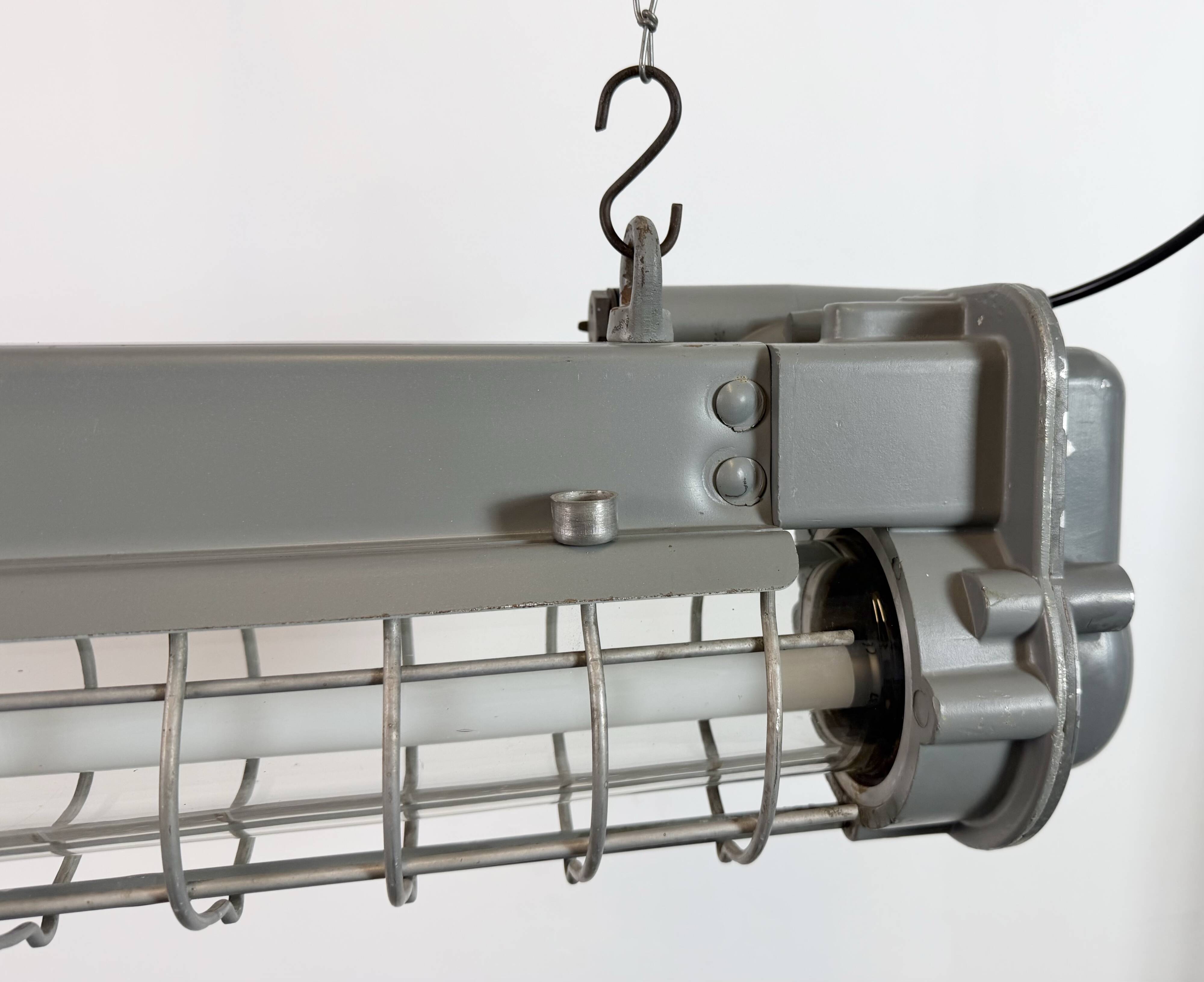 Grey Industrial Hanging Tube Light from Elektrosvit, 1970s
