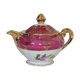Teapot in Limoges porcelain, burgundy and gold