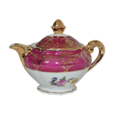 Théière en porcelaine de Limoges , bordeaux et or