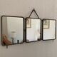 Vintage mirror 1930 barber triptych - 28 x 69 cm
