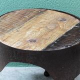 Industrial coffee table in steel and patinated wood