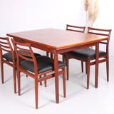 Danish teak draw-leaf dining table