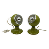 Paire de lampes eyeball en métal vert par Luci, années 1970