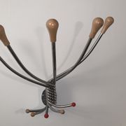 Vintage Wall mount ‘Octopus’ metal and wood swivel coat rack