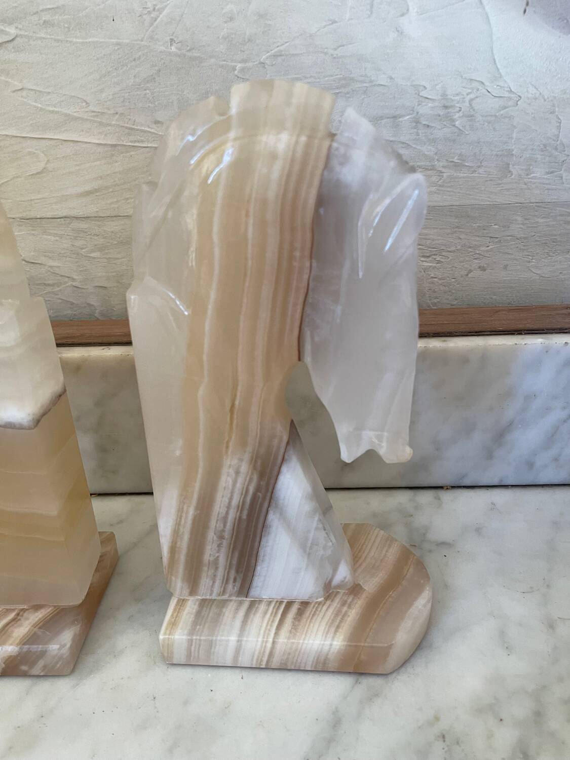 Pair of horse bookends in onyx