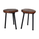 Pair of stools tripod in metal and wood log
