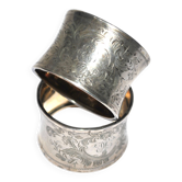 Set of 2 antique napkin rings in 800 Solid SILVER - monogrammed ring