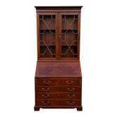 Mahogany English Scriban Secretary with display cabinet