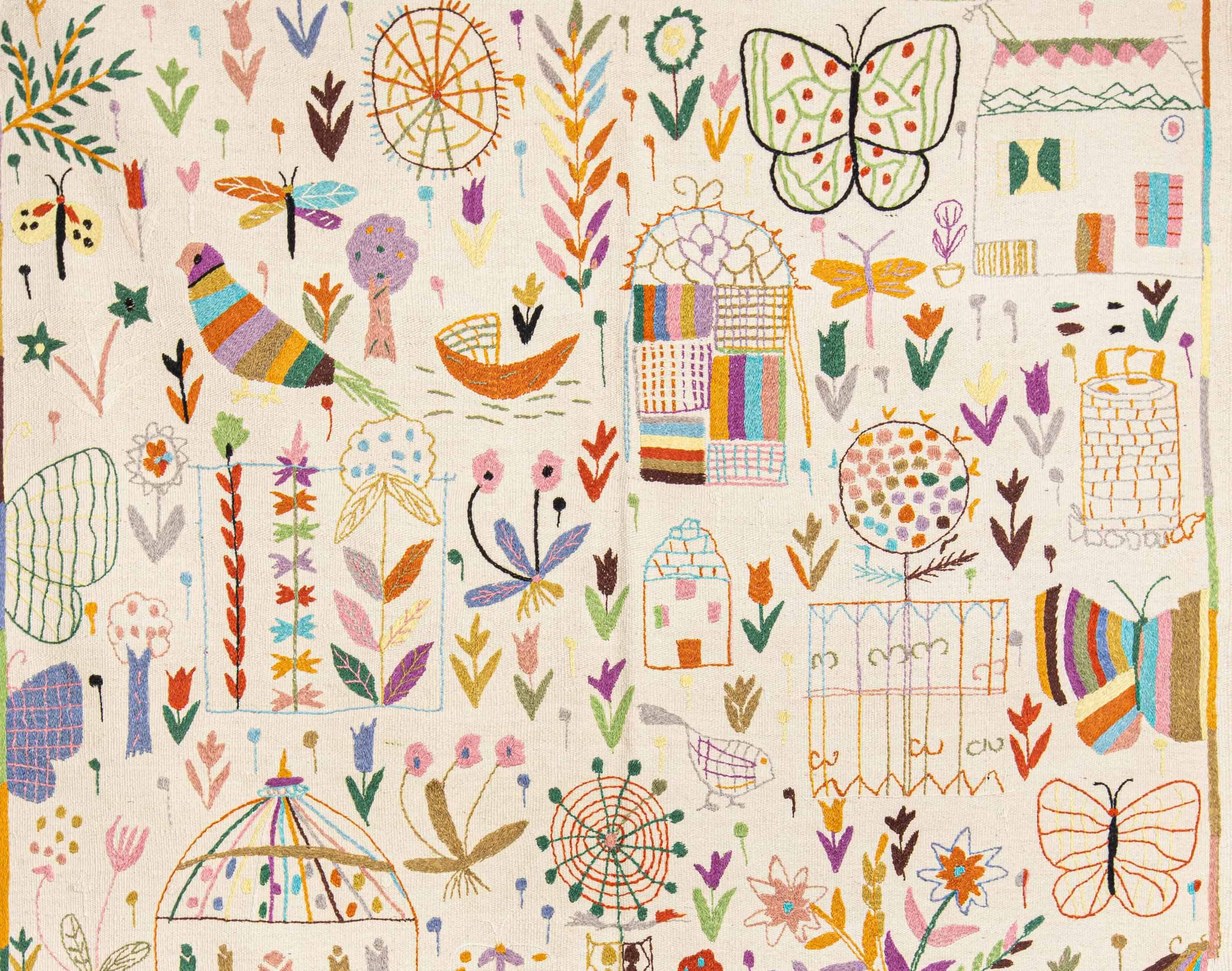 Embroidered Afghan kilim 198 x 145 cm